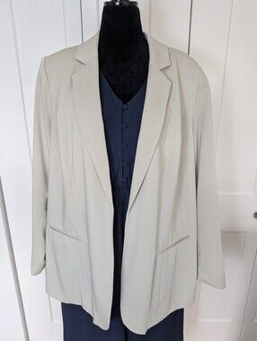 Lane Bryant Open Blazer Jacket Light Outmeal Beige Lightweigt Workwear Sz 26/28